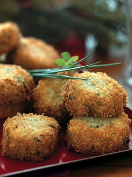 Fontina risotto cakes with fresh chives