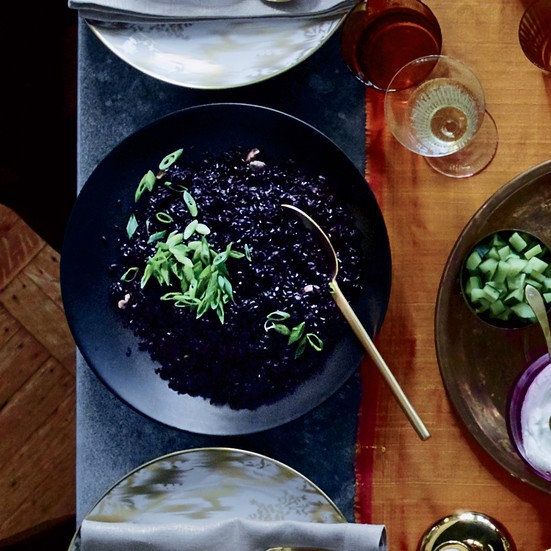 Forbidden black rice with ginger and cardamom