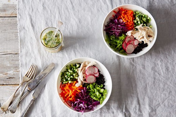 Forbidden rice salad with Thai coconut lime dressing