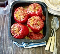 Fornata's stuffed peppers with veal and tomato sauce