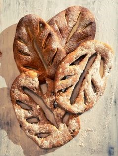 Fougasse with bacon and olives