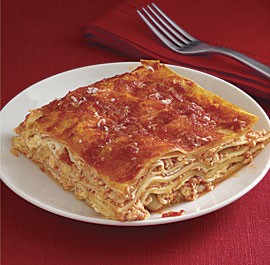 Four cheese and tomato lasagne
