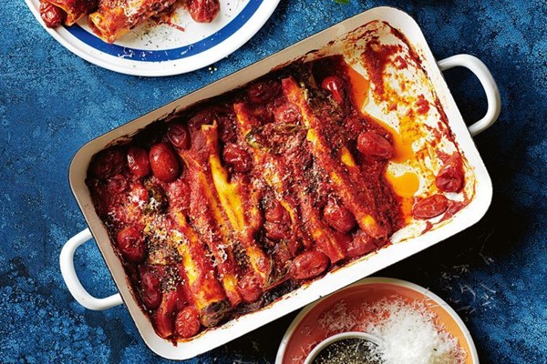 Four-cheese cannelloni with rocket
