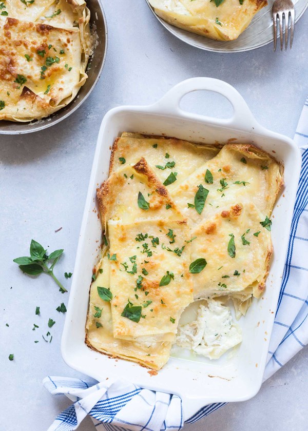 Four-cheese lasagna with fresh pasta
