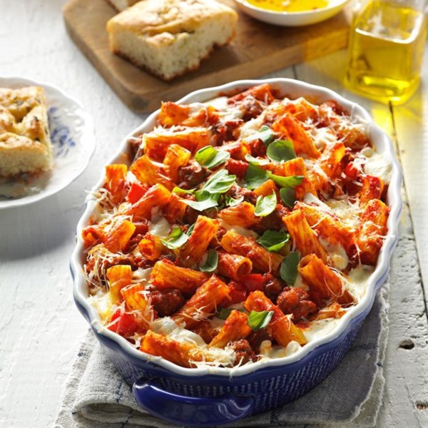Four-cheese sausage rigatoni