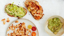 Four easy vegetable-centered sandwiches: smoky coconut 'bacon' and avocado