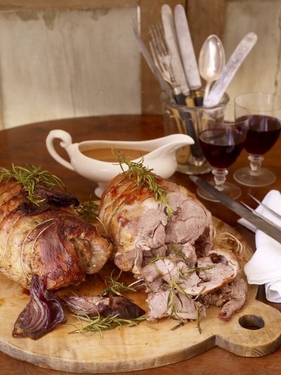 Four-hour rolled shoulder of lamb with potato & celeriac smash