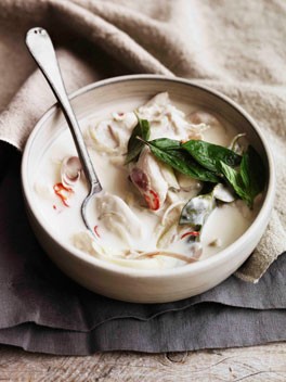 Fragrant chicken and coconut soup (Tom kha gai)