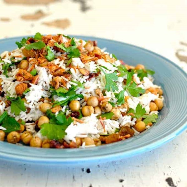 Fragrant chickpea rice pilaf