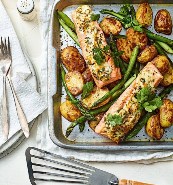 Fragrant salmon traybake