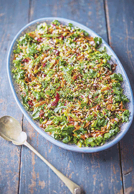 Fragrant wild rice, curly kale & pistachio salad