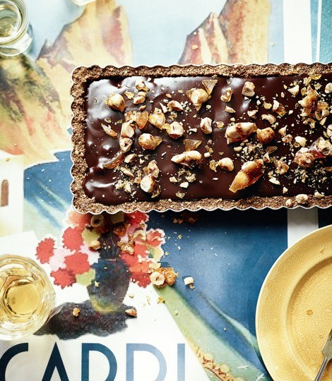 Frangelico chocolate hazelnut tart