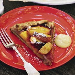 Free-form nectarine and peach tart with honey cream