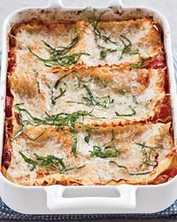 Free-form sausage-and-three-cheese lasagna