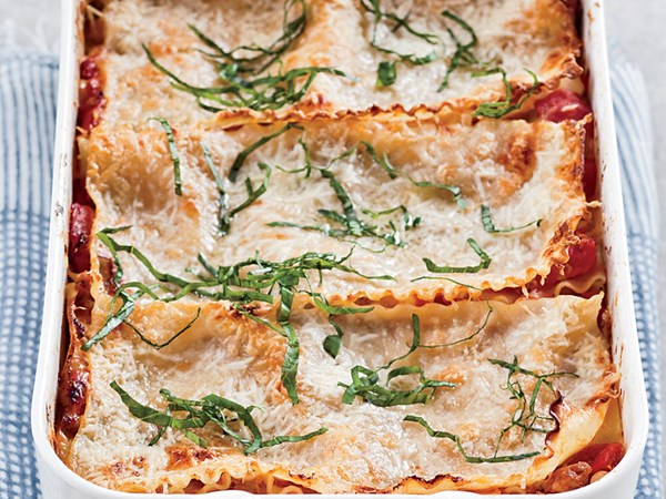 Free-form sausage-and-three-cheese lasagna