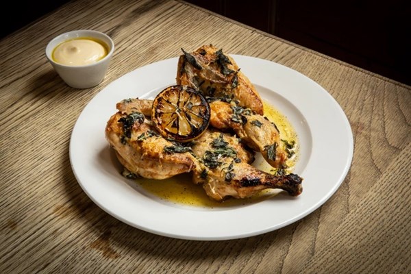 Free-range chicken, sage, garlic lemon butter and olive oil aioli