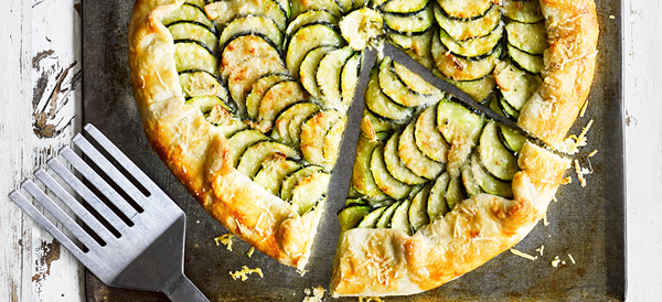 Freeform courgette galette