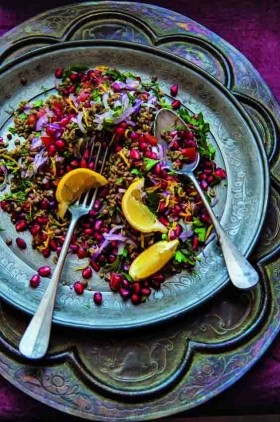 Freekeh and lentil tabbouleh with pomegranate