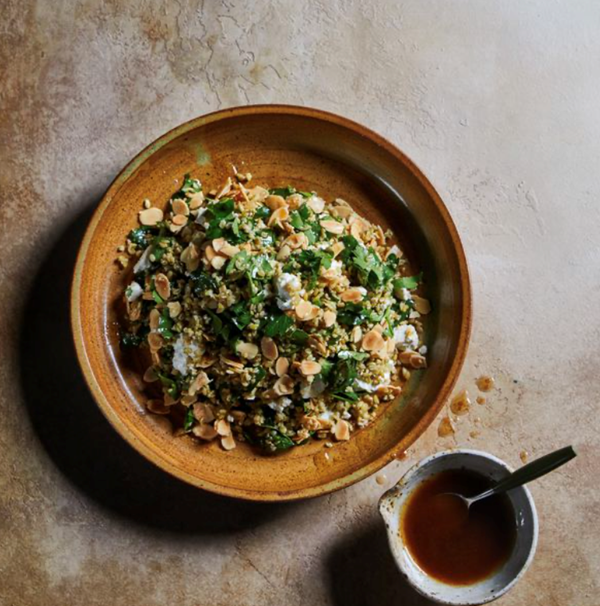 Freekeh, feta and pomegranate salad