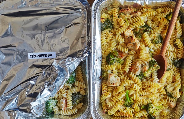 Freezer-to-oven chicken Alfredo casserole