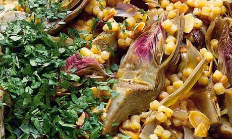 Fregola and artichoke pilaf