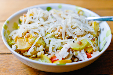 Fregola Sarda with zucchini and Parmesan