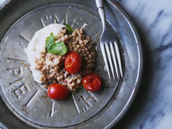 Fregola with minted cauliflower