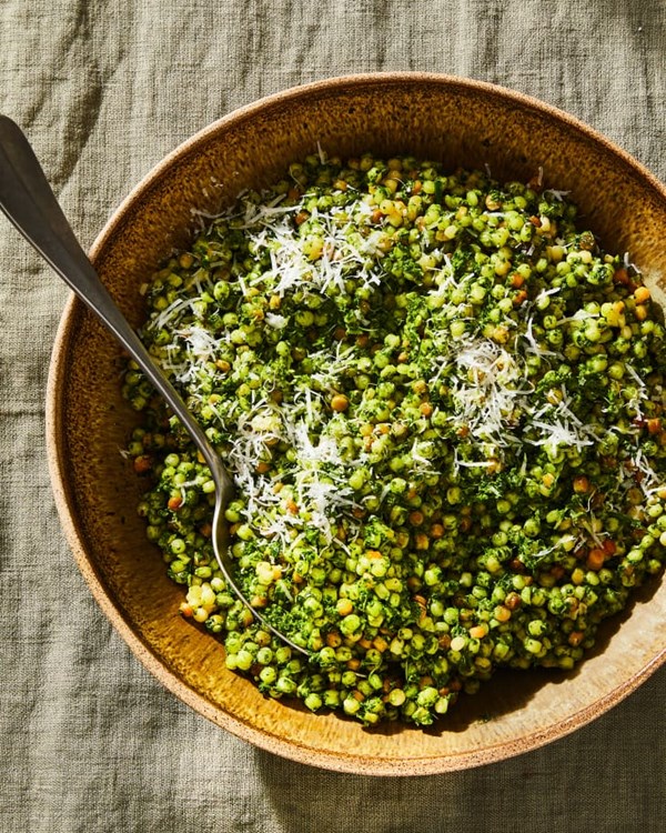 Fregola with verde sauce
