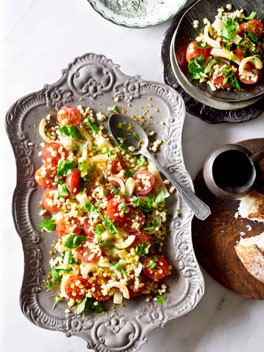 Fregolone Sardo with pickled fennel and red wine vinaigrette