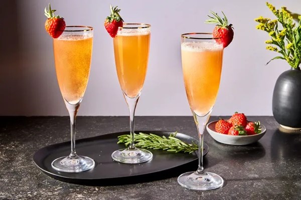French 75 with strawberry & rosemary