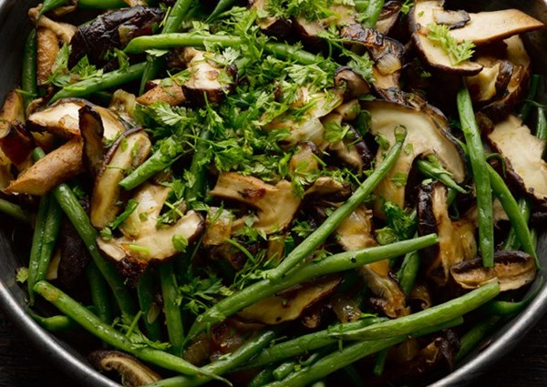 French beans with shiitake mushrooms & nutmeg