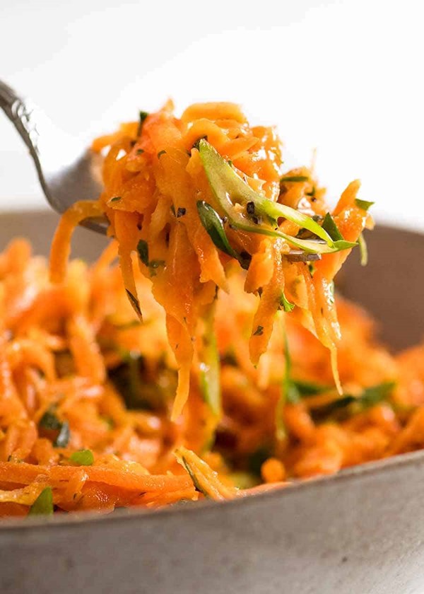 French carrot salad with honey Dijon dressing