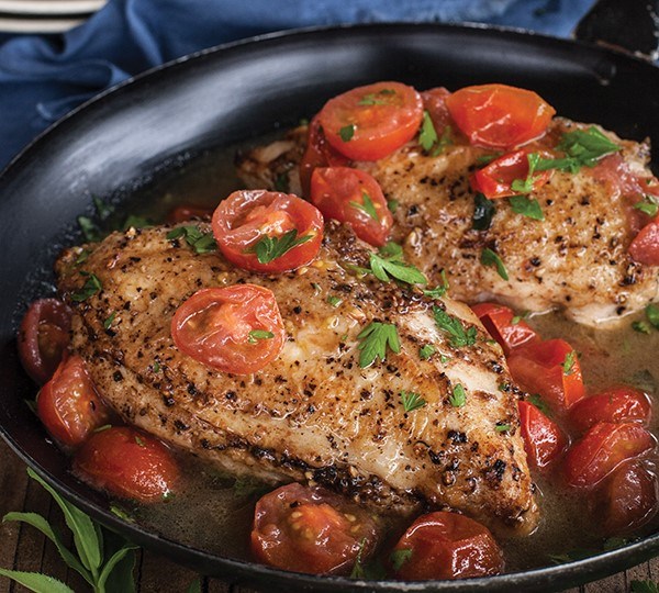 French chicken breasts with cherry tomatoes