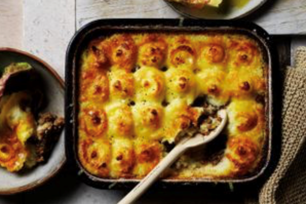 French onion beef mince shepherd's pie