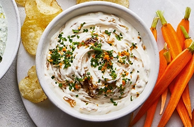 French onion dip with gremolata