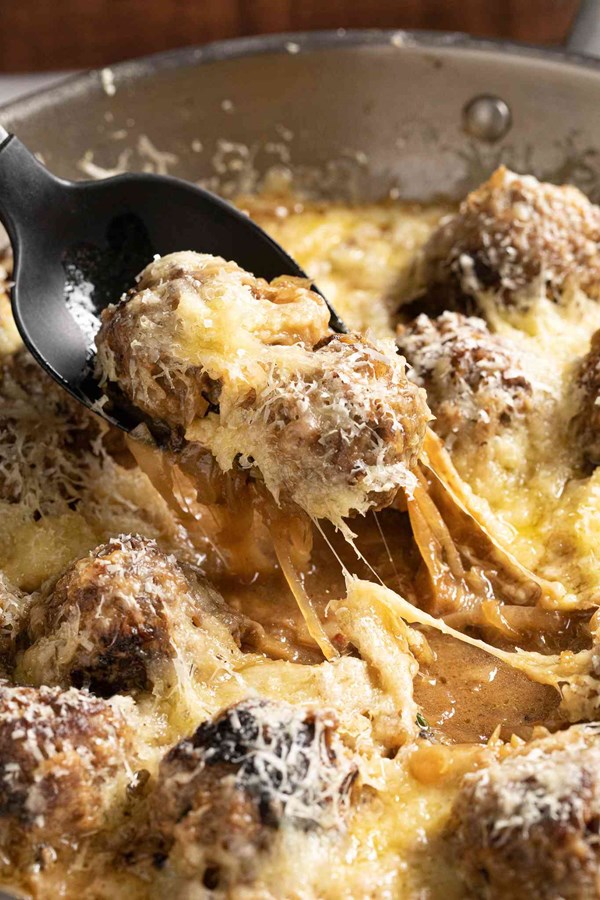 French onion meatballs