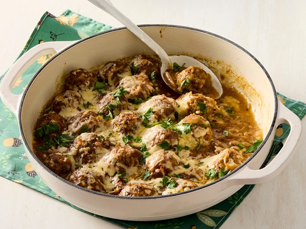 French onion meatballs