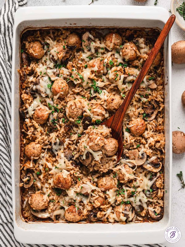 French onion meatballs and rice