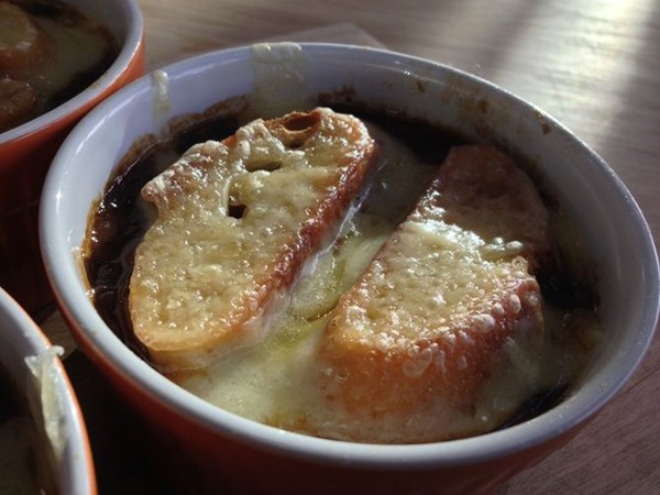French onion soup with coffee