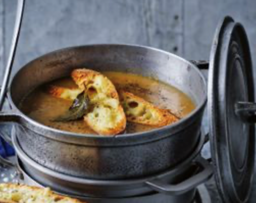 French onion soup with Gruyere croutons