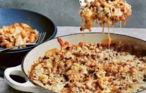 French onion white bean bake