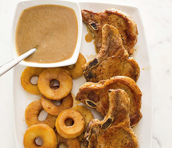French-style pork chops with apples and Calvados