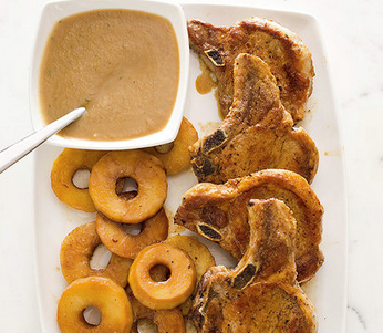 French-style pork chops with apples and Calvados