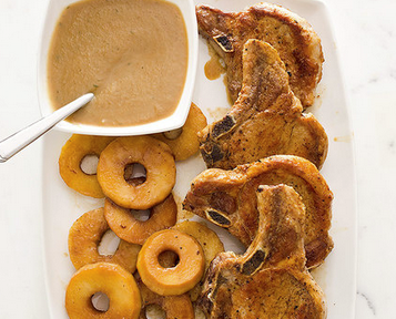 French-style pork chops with apples and Calvados
