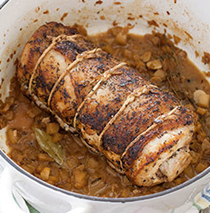 French-style pot-roasted pork loin with Port and figs