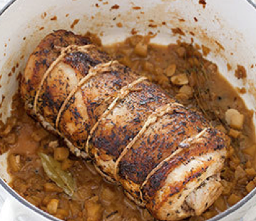 French-style pot-roasted pork loin