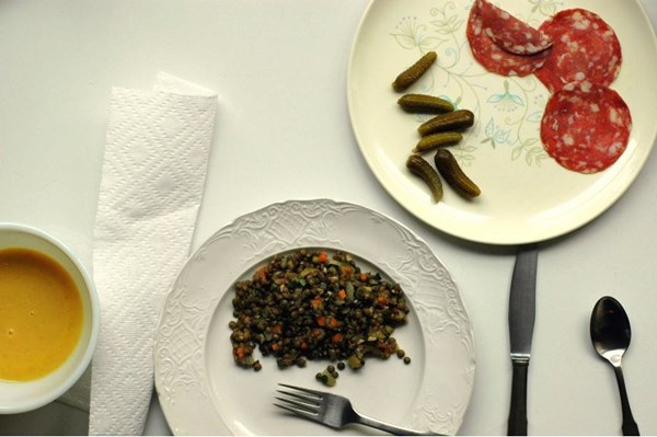 French-style warm lentil salad