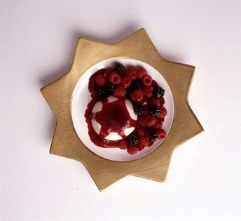 French sweet cream with raspberries and blackberries
