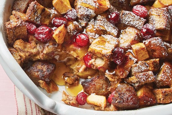French toast bake with apple, cranberry & sausage