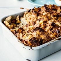 French toast casserole with salted Frosted Flakes